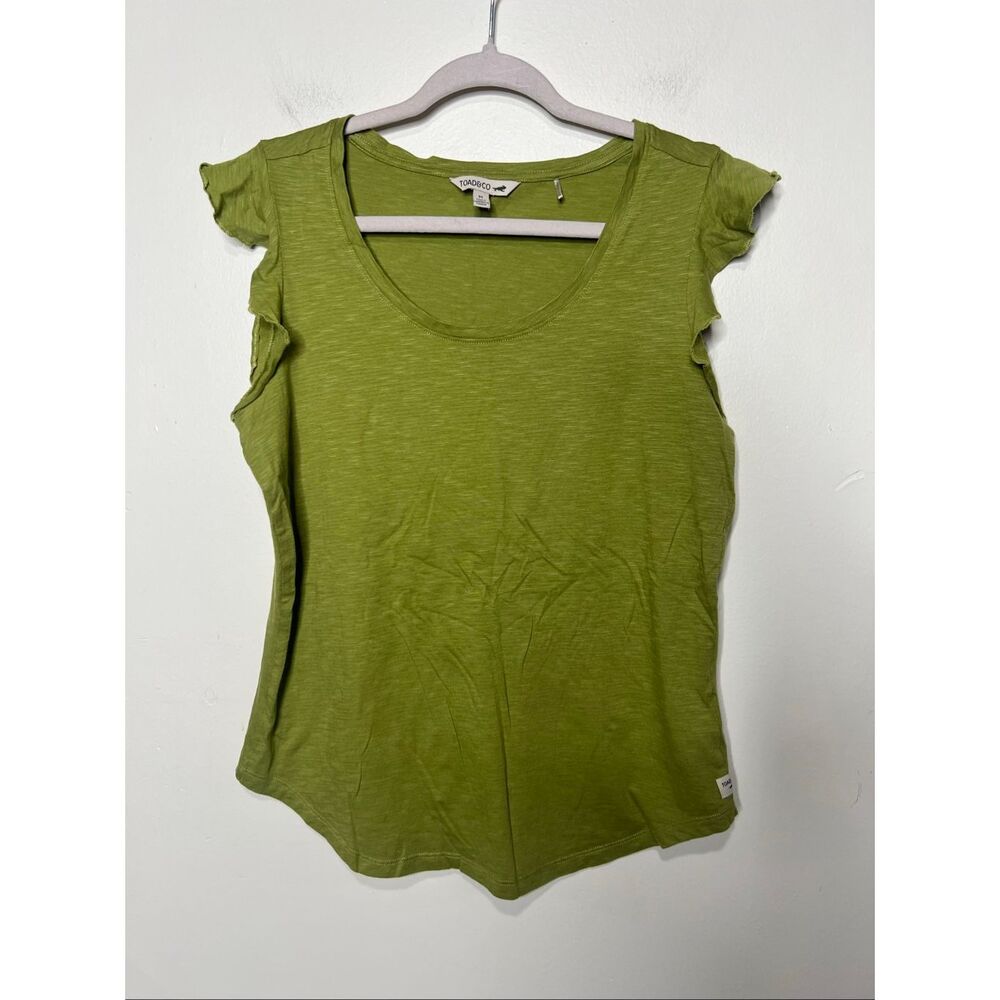 Toad&Co. Green Ruffle Sleeve Tank Tee Shirt Sz M